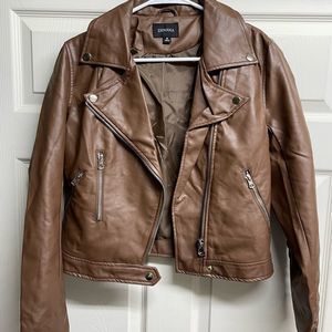 NWOT Brown Zenana Vegan Leather Jacket